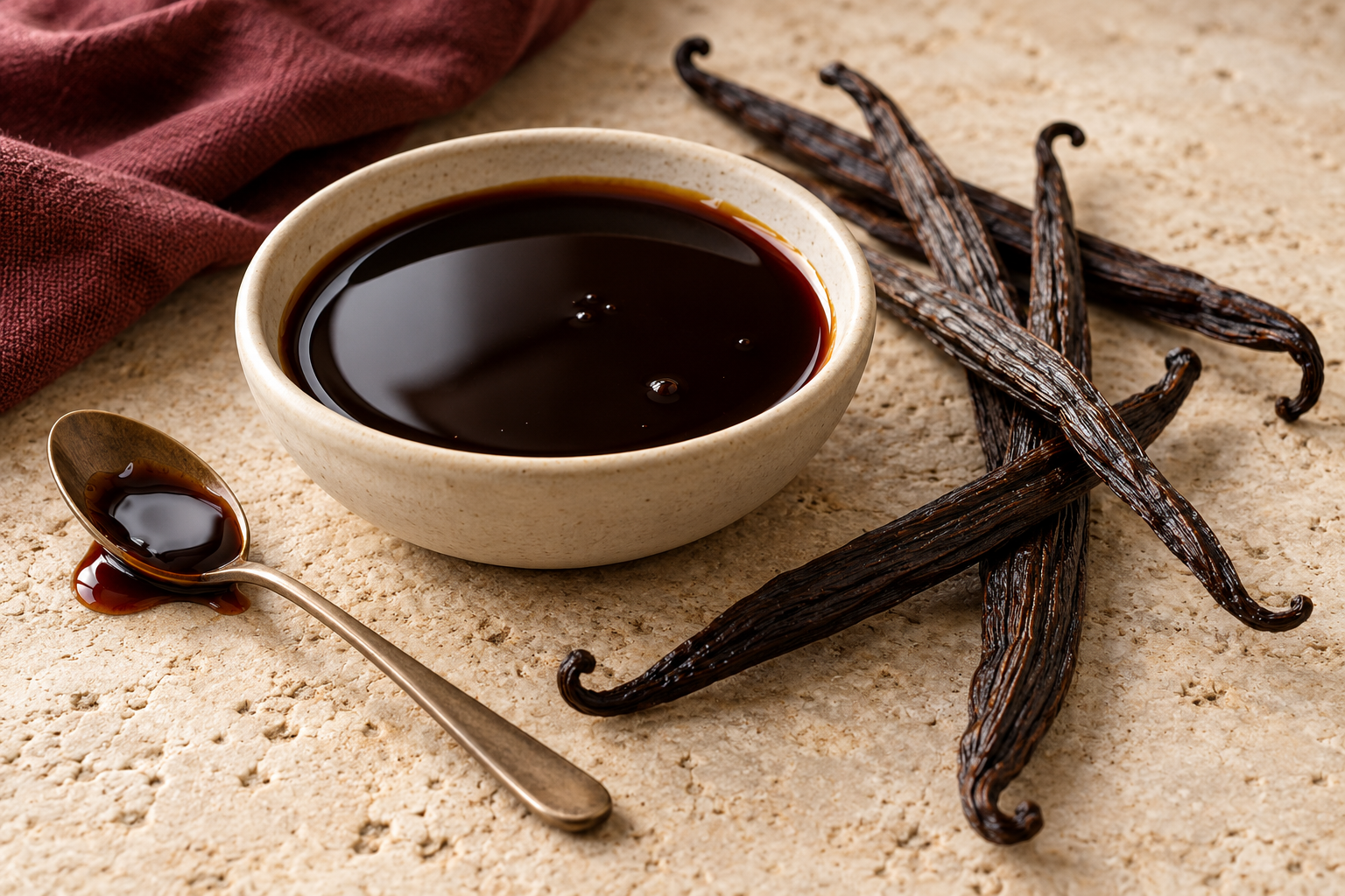 Molasses and vanilla pods illustrating profiles in the veterinary flavour range